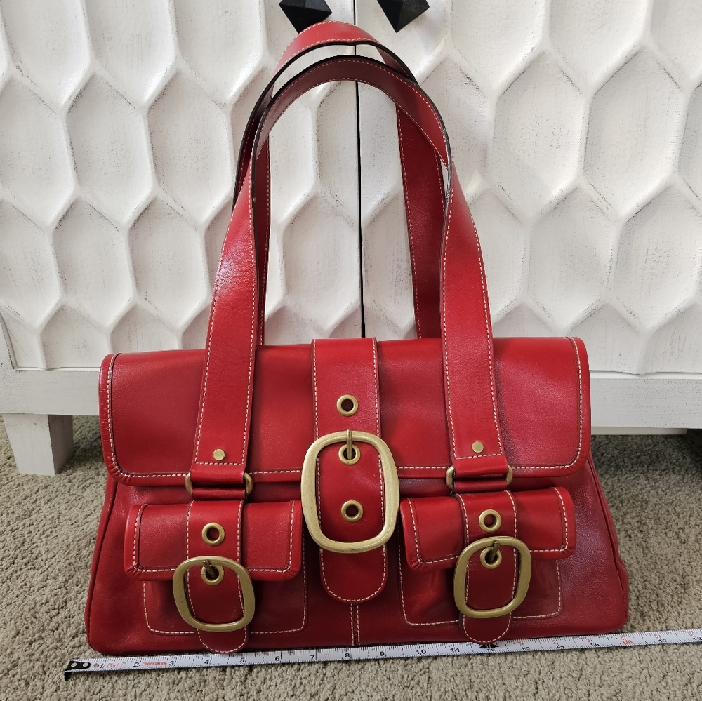 NWOT never used brilliant red leather satchel by Banana Republic
